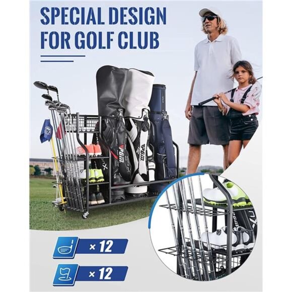 Golf Storage Garage Organizer Golf Bag Storage Stand and Other Golfing Equipment - Picture 3 of 8